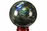Flashy, Polished Labradorite Sphere - Great Color Play #99386-1